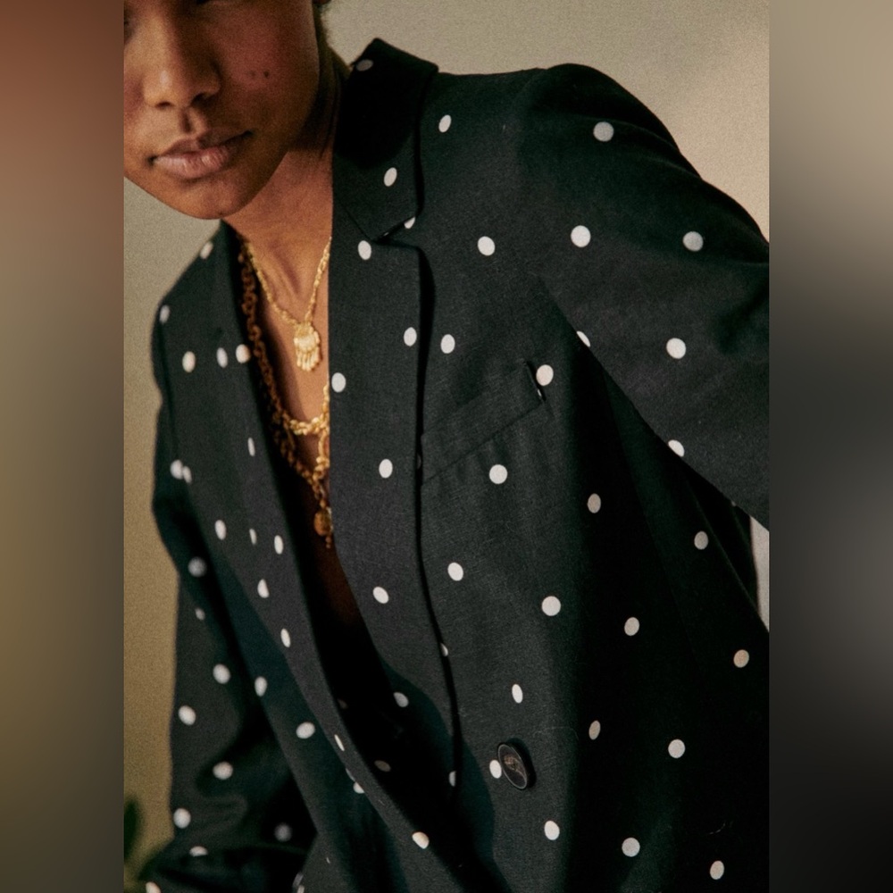 Sézane Black Christie Polka Dot Jacket Blazer